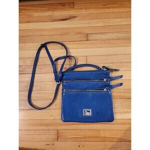 Designer Dooney & Bourke Mini Crossbody Handbag Blue Multi Pocket Zip